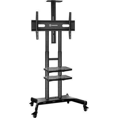 ONKRON Mobile TV Stand for 50-83” TVs with Wheels Shelves Height Adjustable Rolling TV Cart, Black