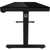 Dual-motor sit/stand adjustable-height gaming desk with wireless charger, RGB lighting, control panel, and USB ports, solid temp