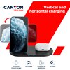 CANYON WS-202 2in1 Wireless charger, Input 5V/3A, 9V/2.67A, Output 10W/7.5W/5W, Type c cable length 1.2m, PC+ABS,with PU part ,1