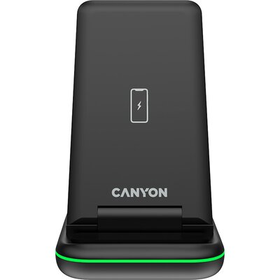 CANYON WS-304, Foldable  3in1 Wireless charger, with touch button for Running water light, Input 9V/2A,  12V/1.5AOutput 15W/10W/