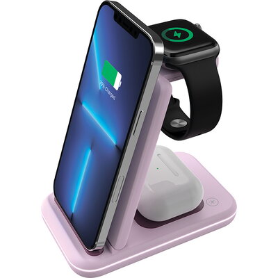 CANYON WS-304,  Foldable  3in1 Wireless charger, with touch button for Running water light, Input 9V/2A,  12V/1.5AOutput 15W/10W