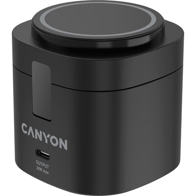Canyon 4 in 1 Wireless Charging Stand, 30W max, Size: 70x70x70.3mm, weight: 414g, with 65W charger and 1M cable, black Canyon 4 in 1 Wireless Charging Stand, 30W max, Size: 70x70x70.3mm, weight: 414g, with 65W charger and 1M cable, black
