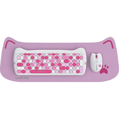 CANYON set HSET-W6 Keyboard+Mouse Kitty Edition AAA+АА Wireless Pink