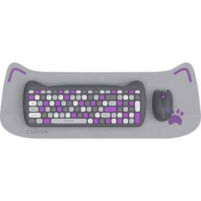 CANYON set HSET-W6 Keyboard+Mouse Kitty Edition AAA+АА Wireless Violet