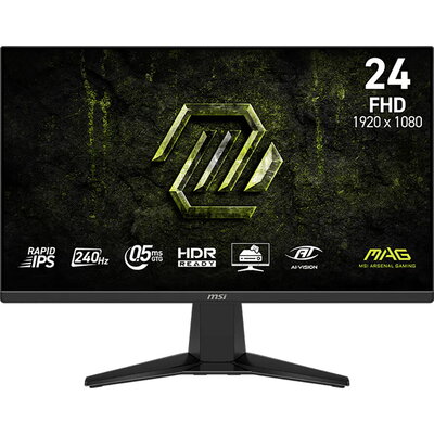 MSI MAG 245F X24 Gaming Monitor, 23.8" 240Hz, FHD (1920x1080) 16:9, Rapid IPS, 0.5ms, 300nits, 1000:1, 178/178, AMD FreeSyn