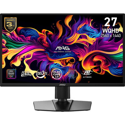 MSI MAG 272QP QD-OLED X24 Gaming Monitor, 26.5" 240Hz, WQHD (2560x1440) 16:9, QD-OLED Anti-Reflection, 0.03ms, 200nits, 150