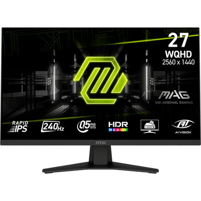 MSI MAG 274QF x24 Gaming Monitor, 27" 240Hz, WQHD (2560x1440) 16:9, Rapid IPS Anti-glare, 0.5ms, 250nits, 1000:1, 178/178, 
