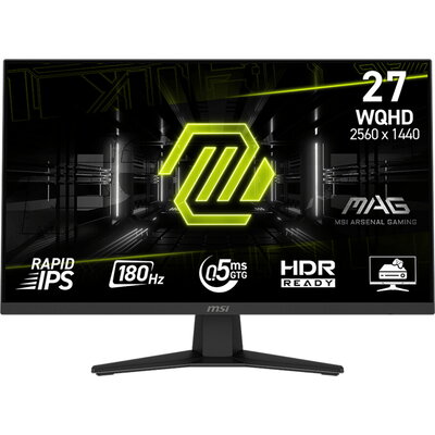 MSI MAG 274QF Gaming Monitor, 27" 180Hz, WQHD (2560x1440) 16:9, Rapid IPS Anti-glare, 0.5ms, 250nits, 1000:1, 178/178, AMD 