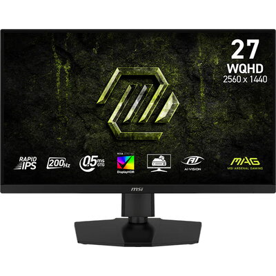 MSI MAG 274QPF E20 Gaming Monitor, 27" 200Hz, WQHD (2560x1440) 16:9, Rapid IPS, 0.5ms, 300nits, 1000:1, 178/178, G-SYNC Com
