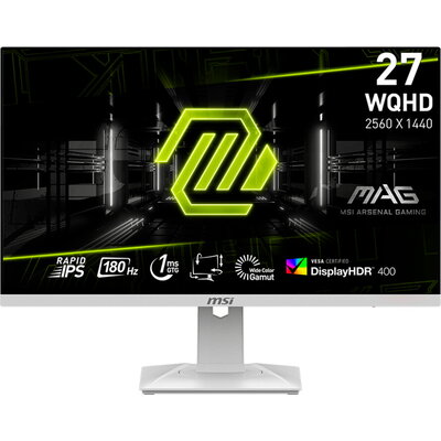 MSI MAG 274QRFW Gaming Monitor, 27" 180Hz, WQHD (2560x1440) 16:9, Rapid IPS Anti-glare, 1ms, 400nits, 1000:1, 178/178, AMD 