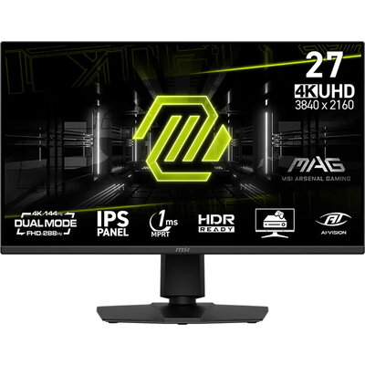 MSI MAG 275UPD E14 Gaming Monitor, 27" 144Hz, UHD (3840x2160) 16:9, Dual Mode (1920x1080 - up to 288Hz), IPS, 1ms, 250nits,