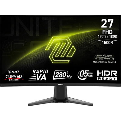 MSI MAG 276CXF Curved Gaming Monitor, 27" 280Hz, FHD (1920x1080) 16:9, Rapid VA Anti-glare, 1500R, 0.5ms, 300nits, 4000:1, 