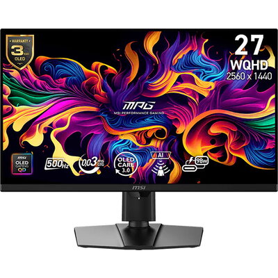 MSI MPG 271QR QD-OLED X50 Gaming Monitor, 26.5" 500Hz, WQHD (2560x1440) 16:9, QD-OLED Anti-Reflection, 0.03ms, 300nits, 150