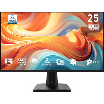 MSI PRO MP251 E14L Professional Business Monitor, 24.5" 144Hz, FHD (1920x1080) 16:9, IPS Anti-glare, 1ms/4ms, 300nits, 1500