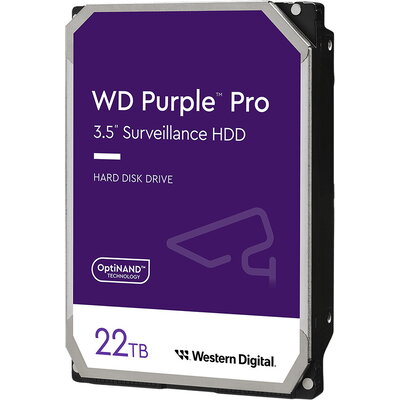 HDD Video Surveillance WD Purple Pro 22TB CMR (3.5'', 512MB, 7200 RPM, SATA 6Gbps, 550TB/year)