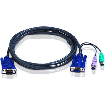 Cable VGA exten, 15F/15M, with PS2, 1.8m