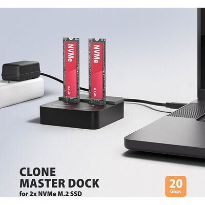 AXAGON ADSA-M2C22L - USB-C 20Gbps docking station for 2× M.2 NVMe SSD