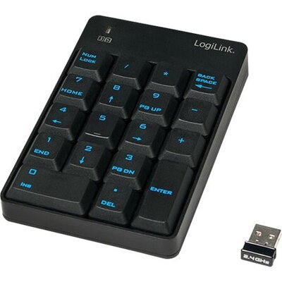 LogiLink NumPad 18 keys,Wireless, Black