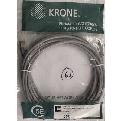 Patch cable FTP Cat. 5e 5m Krone, Gray