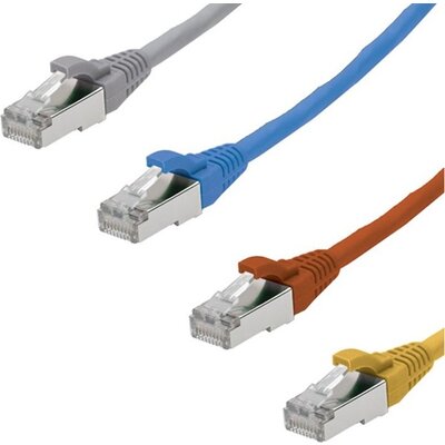 Patch cable S/FTP Cat.6 1m Krone, Or/Gray/Blue/Yel