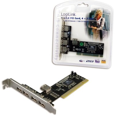 PCI card 4 ext + 1 int USB2.0 port,LogiLink PC0028