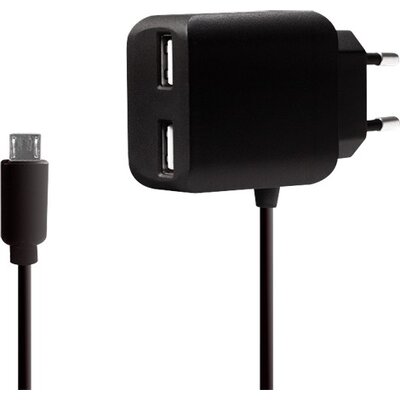 USB Charger 2x +Micro USB cable 1m, 2.1A, PA0157