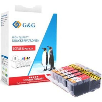 G&G КОМПЛЕКТ 5 ГЛАВИ ЗА CANON PGI-525PGBK / CLI-526BK / CLI-525C / CLI-526M / CLI-526Y Multi Pack