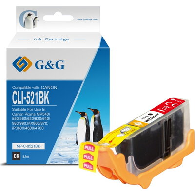 ГЛАВА ЗА CANON - Black - ink tank - WITHOUT CHIP / БЕЗ ЧИП  - CLI-521B - G&G