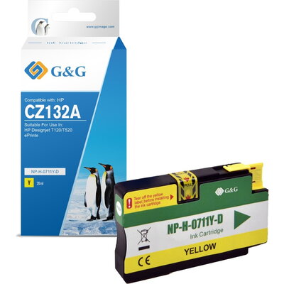 ГЛАВА ЗА HEWLETT PACKARD Designjet T120/T520 e-Printer series - Yellow - /711Y/ - CZ132A - P№ NP-H-711Y - G&G