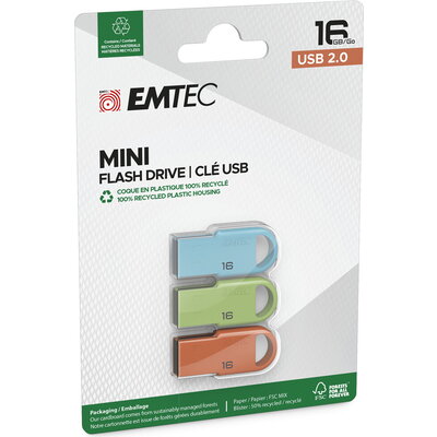 Флаш памет EMTEC D250 MINI 16GB - 3 бр.
