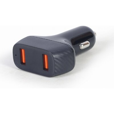 Зарядно у-во за кола GEMBIRD 2-port USB car fast charger, QC3.0, 36 W, черно